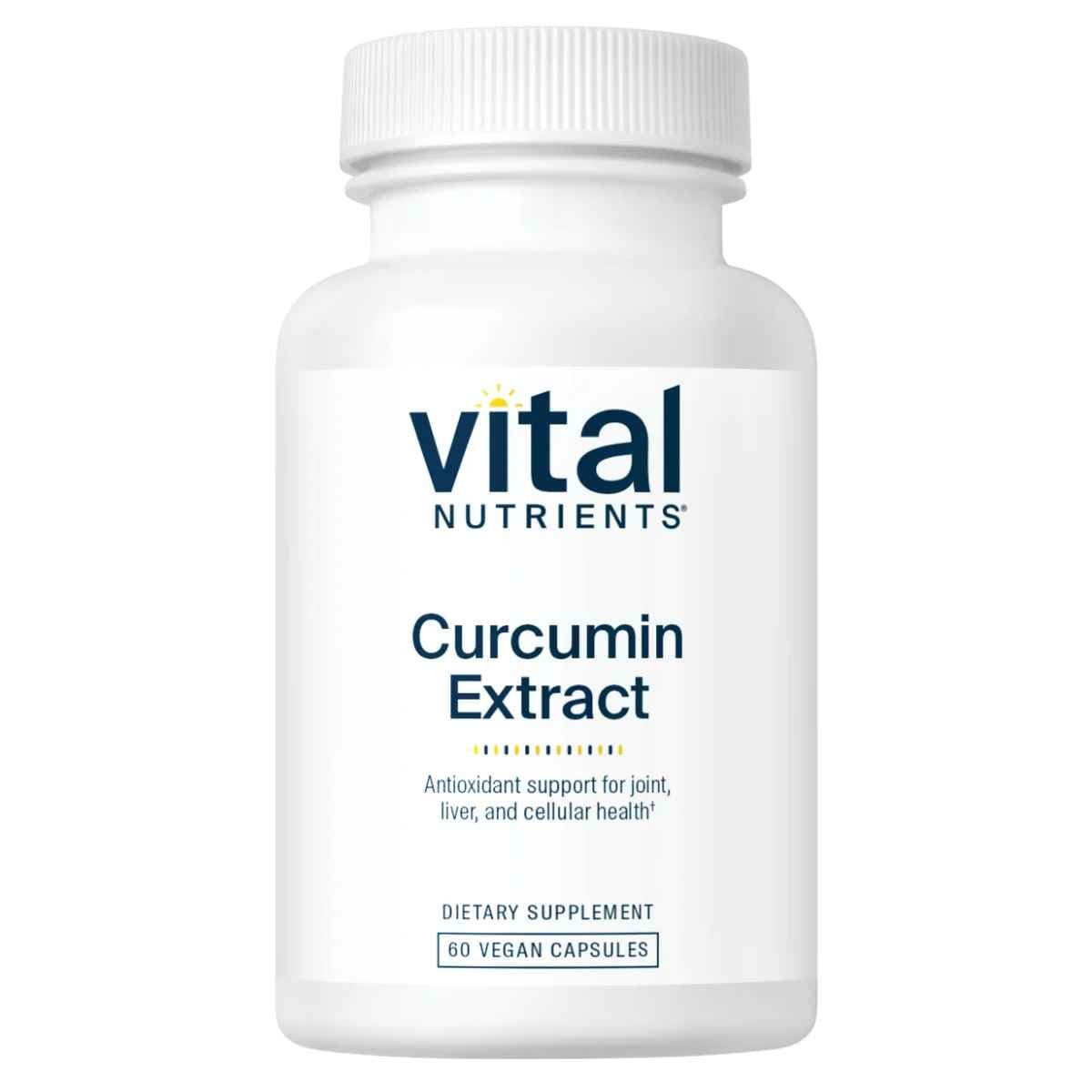 Frasco de suplemento Vital Nutrients Curcumina 60 cápsulas