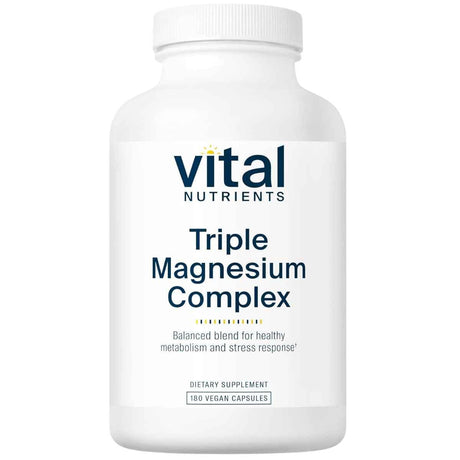 Frasco de suplemento Vital Nutrients Triple Complejo de Magnesio 180 cápsulas