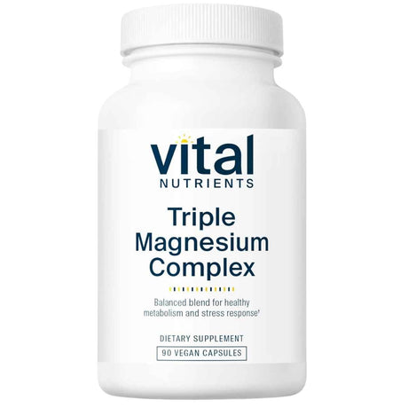 Frasco de suplemento Vital Nutrients Triple Complejo de Magnesio 90 cápsulas