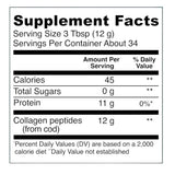 Etiqueta del suplemento Vital Proteins colágeno marino en polvo con información nutricional 413 g