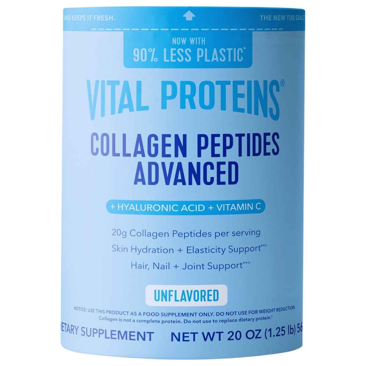 Frasco de suplemento Vital Proteins Péptidos de Colágeno Avanzado Sin Sabor 567 g