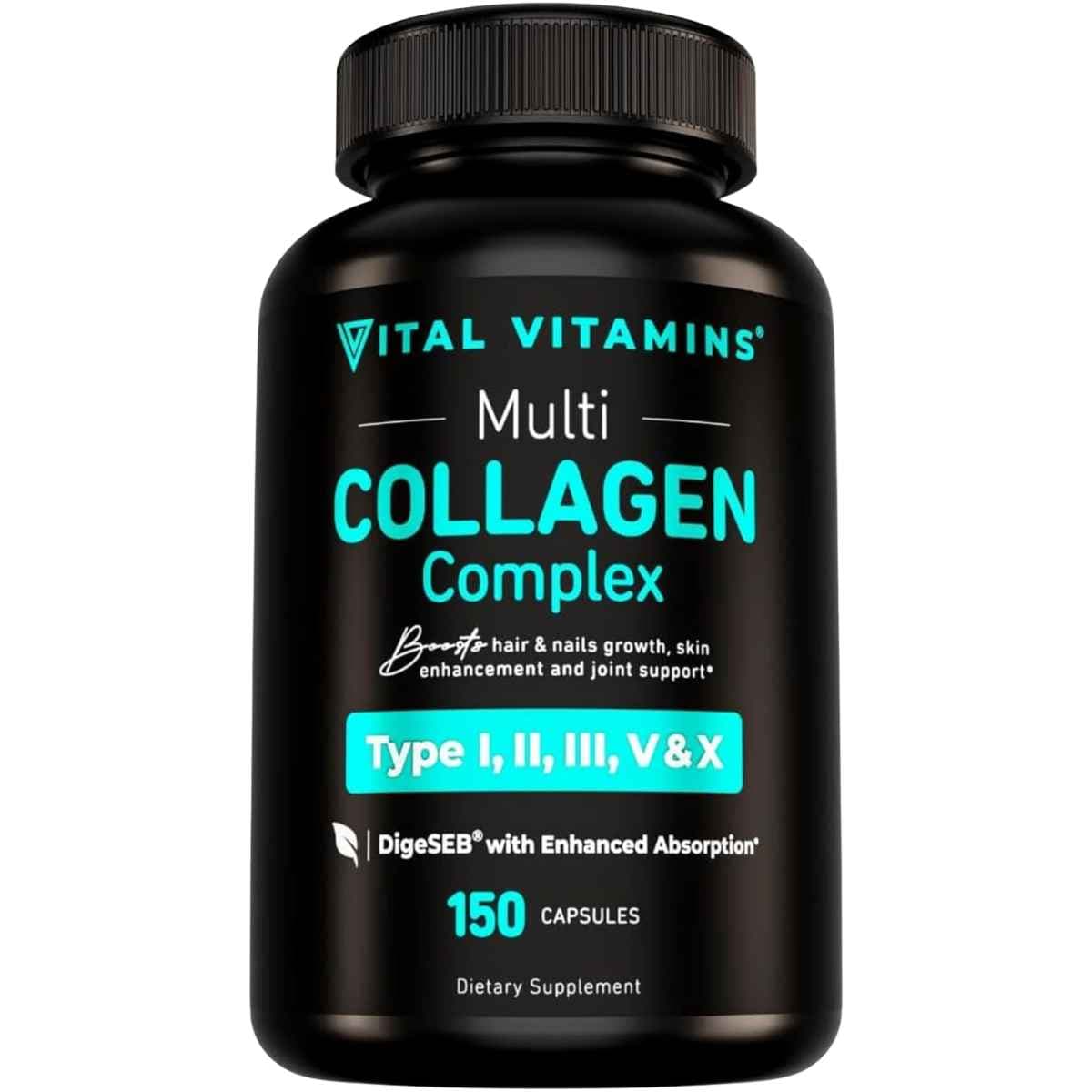 Suplemento Vital Vitamins Multi Collagen Complex, frasco con 150 cápsulas