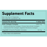 Etiqueta con información nutricional del suplemento Vital Vitamins Multi Collagen Complex en cápsulas