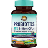 Frasco de suplemento Vitalitown Probióticos 36 Cepas 120 Billion CFUs 60 cápsulas