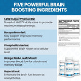 Tabla nutricional del suplemento Vitality Now Youthful Brain 60 tabletas
