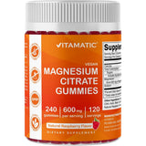 Frasco de suplemento Vitamatic Citrato de Magnesio Gomitas de Frambuesa 600 mg 240 gomitas