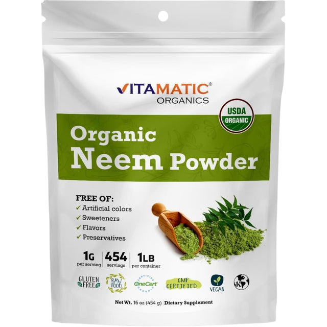 Frasco de suplemento Vitamatic Neem en Polvo Orgánico 1 lb