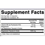 Información del suplemento Vitamatic Taurato de Magnesio con vitamina B6, 180 cápsulas