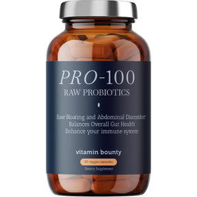 Frasco de suplemento Vitamin Bounty Probióticos Pro-100 100 Billones CFU 60 cápsulas