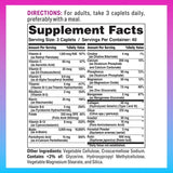 Tabla nutricional del suplemento Vitamin World Colágeno Tipo I y III Cabello, Piel y Uñas 120 cápsulas