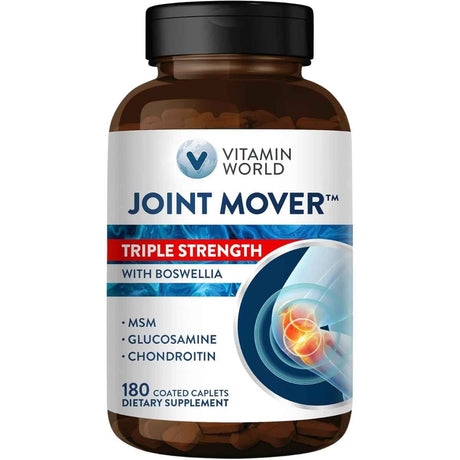 Frasco de suplemento Vitamin World Joint Mover Triple Strength 180 comprimidos recubiertos