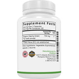 Tabla nutricional del suplemento VitaMonk Té Matcha Orgánico 120 cápsulas