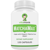 Frasco de suplemento VitaMonk Té Matcha Orgánico 120 cápsulas