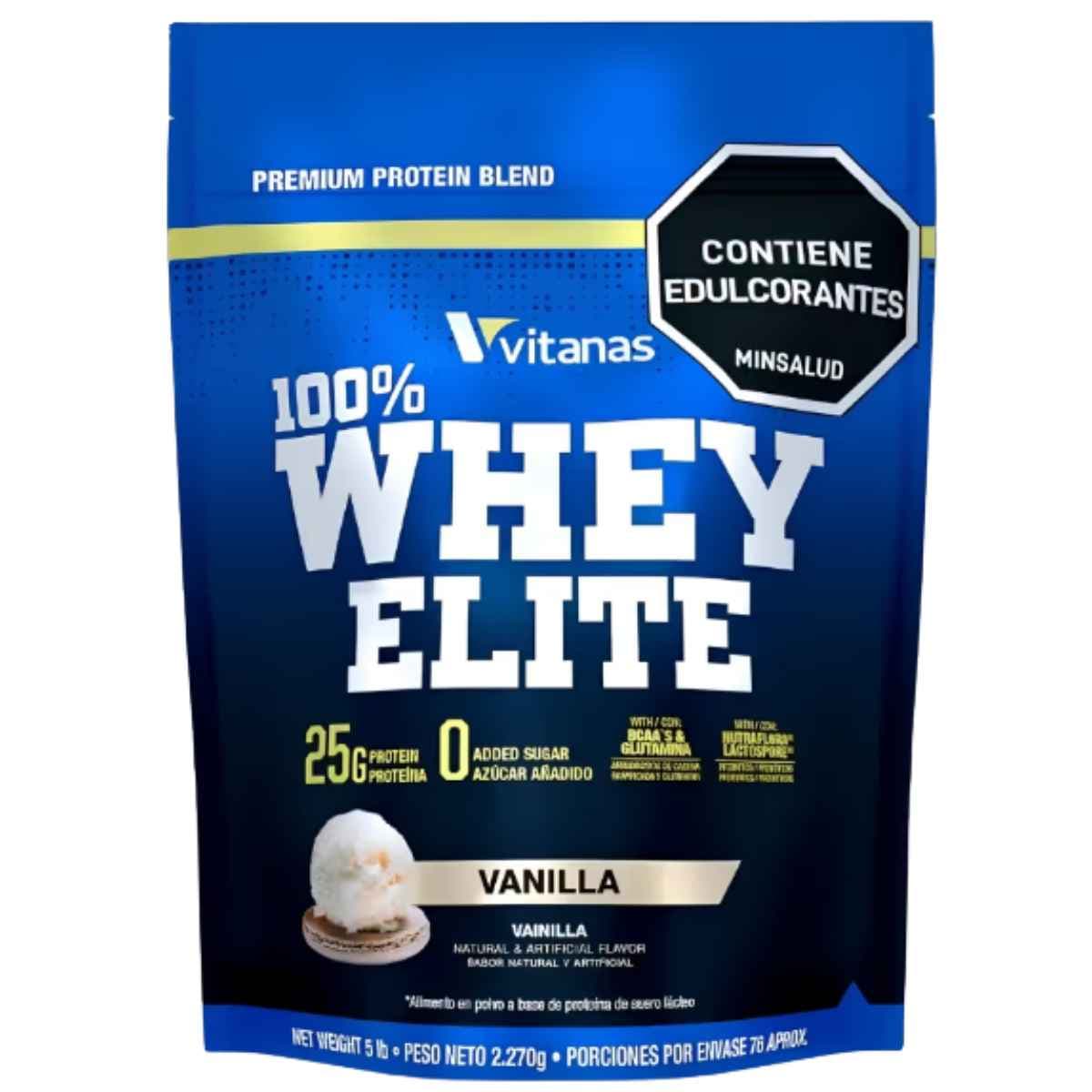 Vitanas 100% Whey Elite sabor vainilla, presentación de 5 libras