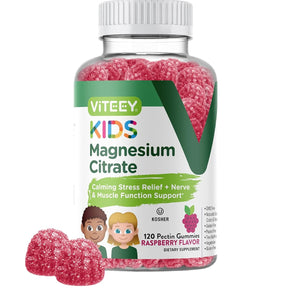 Frasco de VITEEY Magnesium Citrate Gummies sabor frambuesa de 120 gomitas