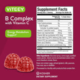 Tabla nutricional del suplemento Viteey Complejo B con Vitamina C Fresa 60 gomitas