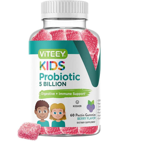 Frasco de suplemento VITEEY Probióticos para Niños 5 Mil Millones CFU 60 gomitas