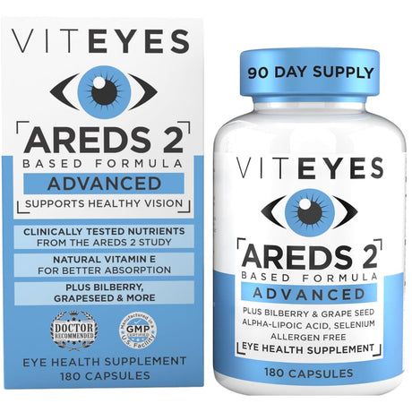 Frasco de suplemento Viteyes Fórmula AREDS 2 Avanzada 180 cápsulas