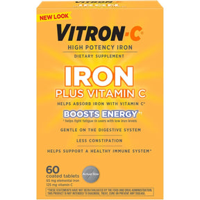 Frasco de suplemento Vitron-C Hierro Carbonilo 60 tabletas