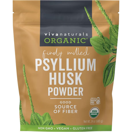 Bolsa de suplemento Viva Naturals Cáscara de Psyllium Orgánica 680 gramos