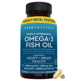 Frasco de Viva Naturals Omega 3 Fish Oil, 90 cápsulas blandas, vista frontal.