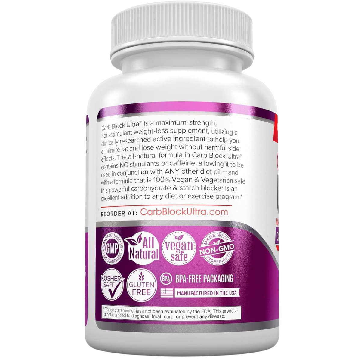 Etiqueta con información del suplemento Vivid Health Nutrition Extracto de Frijol Blanco 60 cápsulas vegetales