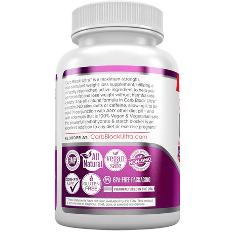 Etiqueta con información del suplemento Vivid Health Nutrition Extracto de Frijol Blanco 60 cápsulas vegetales