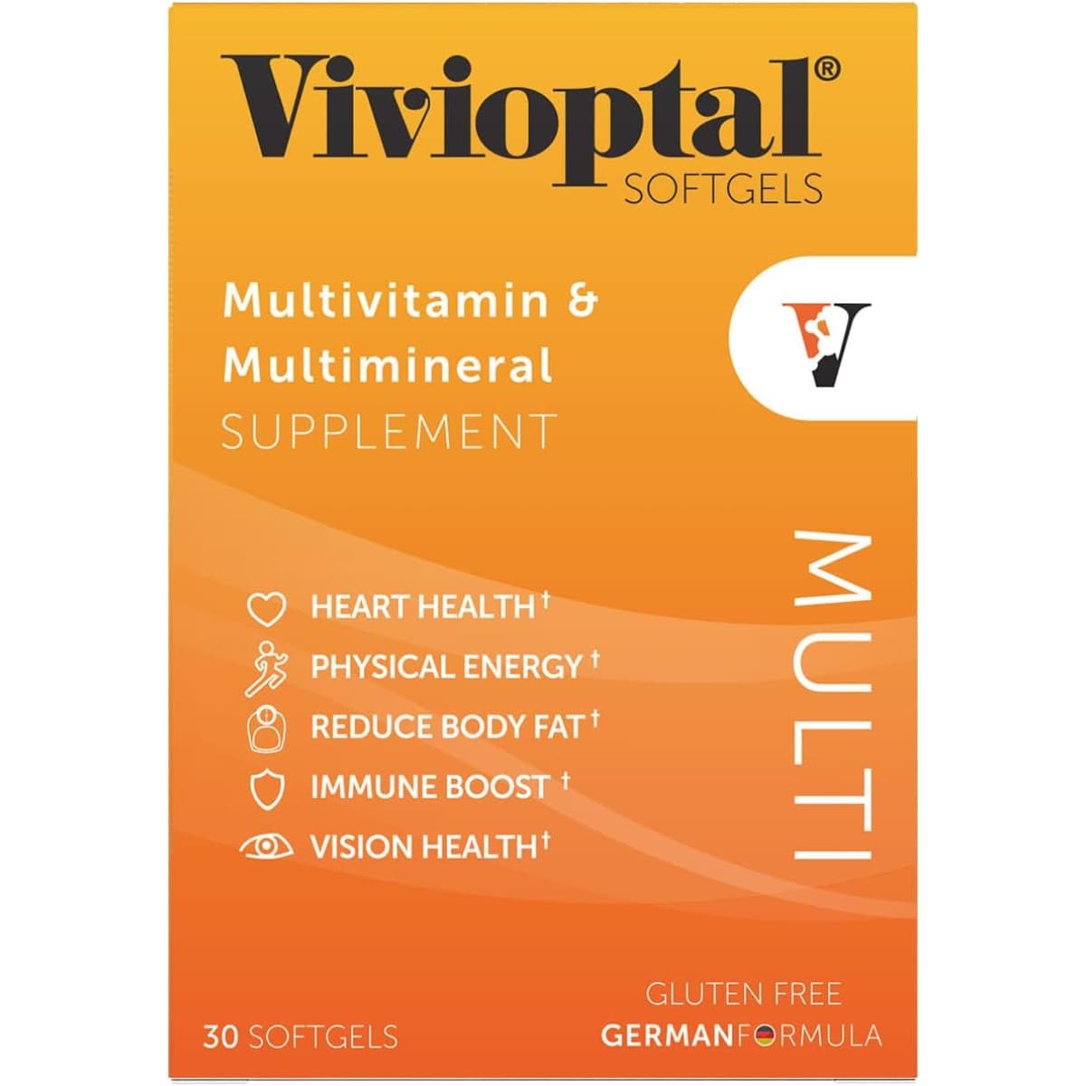 rasco de suplemento Vivioptal Multivitamínico Fórmula Alemana 30 cápsulas blandas