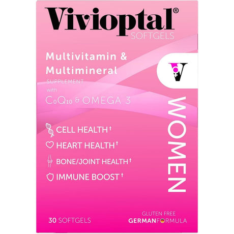 Frasco de suplemento Vivioptal Multivitamínico Mujeres 30 cápsulas blandas