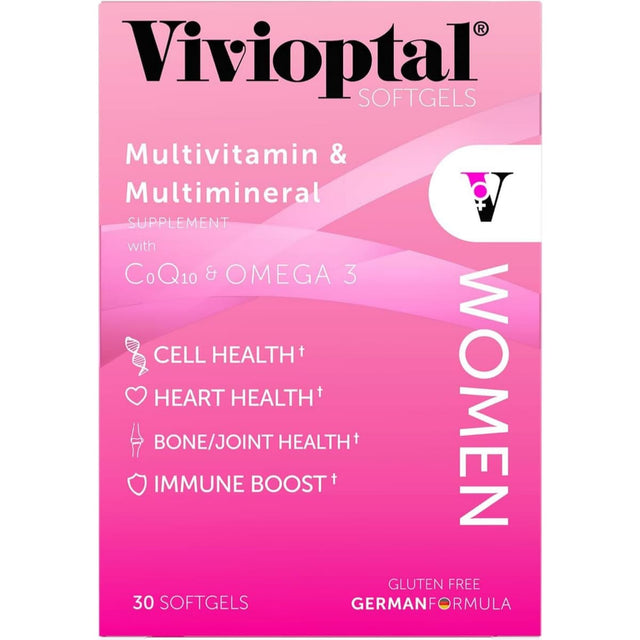 Frasco de suplemento Vivioptal Multivitamínico Mujeres 30 cápsulas blandas
