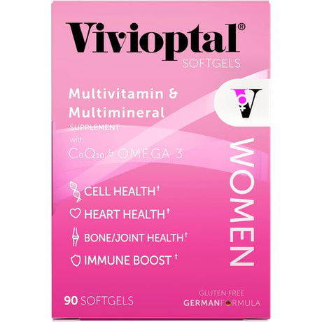 Frasco de suplemento Vivioptal Multivitamínico Mujeres 90 cápsulas blandas