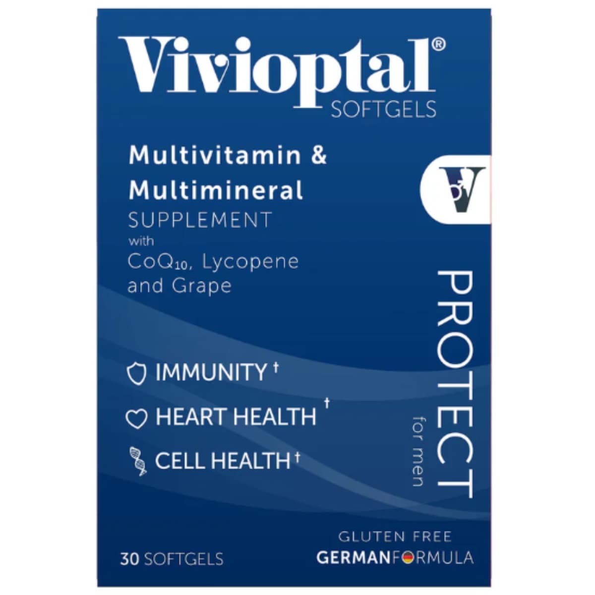 rasco de suplemento Vivioptal Protect para Hombres 30 cápsulas blandas