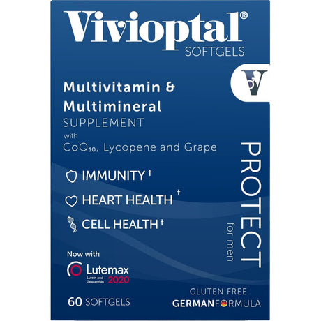 Frasco de suplemento Vivioptal Protect para Hombres 60 cápsulas blandas