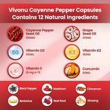 Tabla nutricional del suplemento Vivonu Pimienta de Cayena 3000 mg 240 Cápsulas Blandas