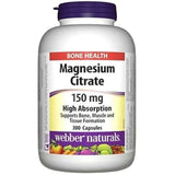 Frontal de Webber Naturals citrato de magnesio 150 mg 300 cápsulas