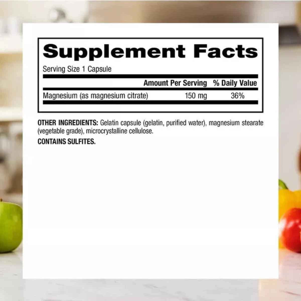 Información del suplemento de Webber Naturals citrato de magnesio 150 mg 300 cápsulas
