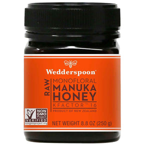 Frasco de suplemento Wedderspoon Miel de Manuka Monofloral KFactor 16 250 g