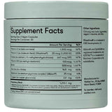 Tabla nutricional del suplemento Wellbel Mujer+ con Biotina 500 mcg 90 cápsulas