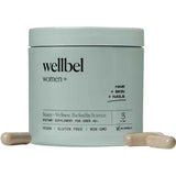 Frasco de suplemento Wellbel Mujer+ con Biotina 500 mcg 90 cápsulas