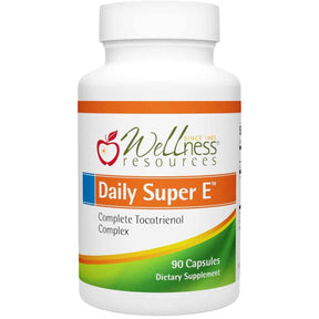 Frasco de suplemento Wellness Resources Daily Super E 100 mg 90 cápsulas