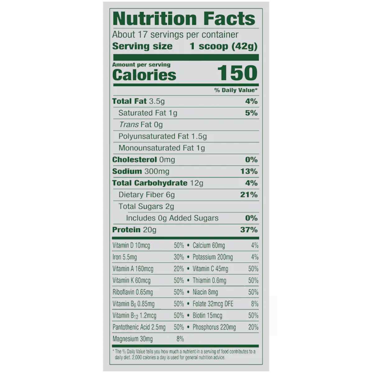 Vega Proteína Vegetal Todo en Uno - Sabor Chocolate - 708 g - Tabla Nutricional - Haz Tu Pedido