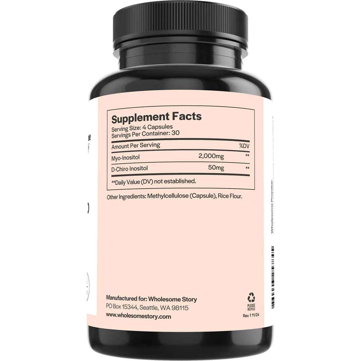 Tabla nutricional del suplemento Wholesome Story Myo & D-Chiro Inositol 120 cápsulas