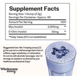 Tabla nutricional del suplemento Wholesome Story Myo & D-Chiro Inositol 2.050 mg 198 g Polvo