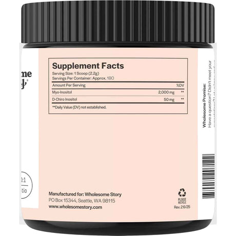 Tabla nutricional del suplemento Wholesome Story Myo & D-Chiro Inositol 2.050 mg 396 g Polvo