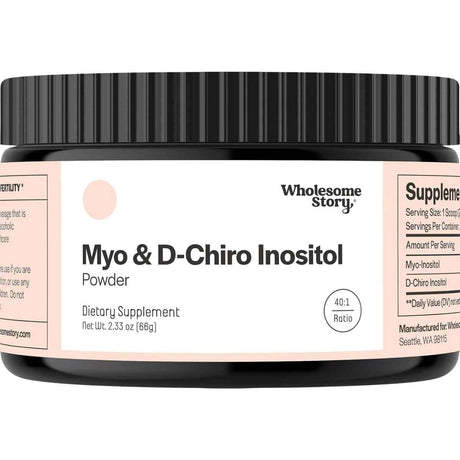 Frasco de suplemento Wholesome Story Myo & D-Chiro Inositol 2.050 mg 66 g Polvo