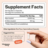 Tabla nutricional de Wholesome Story Myo & D-Chiro Inositol de 360 cápsulas