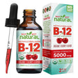 Frasco de suplemento Why Not Natural Vitamina B12 Metilcobalamina Cereza 5000 mcg 60 ml Líquido