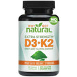 Frasco de suplemento Why Not Natural Vitamina D3 y K2 60 cápsulas