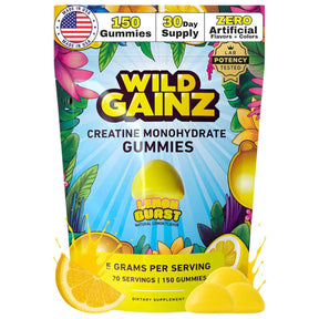 Bolsa de suplemento Wild Gainz Monohidrato de Creatina sabor Limón 150 gomitas
