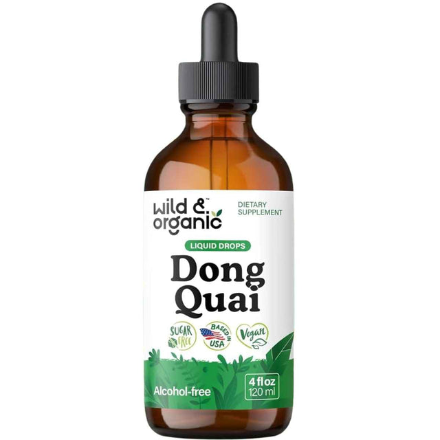 Frasco de suplemento Wild & organic Extracto Orgánico de Angélica China 120 ml Gotas